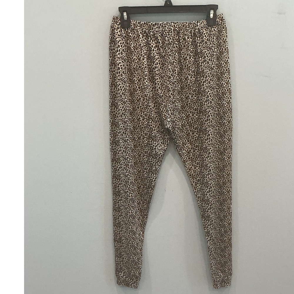 Under Silk Women 100% Silk Leggings L Brown Leopard Animal Print Lightweight